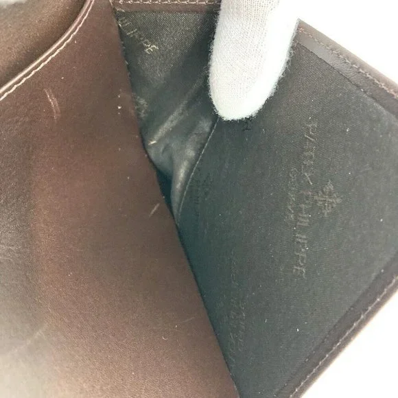 UNUSED PATEK PHILIPPE logo Novelty Two fold Travel case Brown - Picture 10 of 12